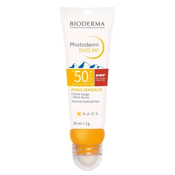 Сонцезахисний крем 2в1 для обличчя та бальзам для губ Bioderma Photoderm Duo Ski SPF50+ для чутливої шкіри з 3 років