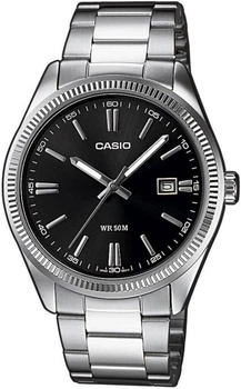 Мужские наручные часы Casio MTP-1302D-1A1, кварцевые, стальной браслет, водозащита 50 м