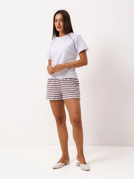 Піжама (футболка + шорти) жіноча бавовняна BARWA garments 0255/402 XL Шоколадна (2112554024154)