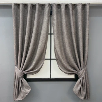 Комплект коротких штор VR-Textil Лен Мешковина № 1769ш Серый 130х170см 2 шт (35-0364)