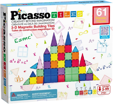 Klocki magnetyczne Picasso Tiles Classic 61 element PT61 (0817338022396)