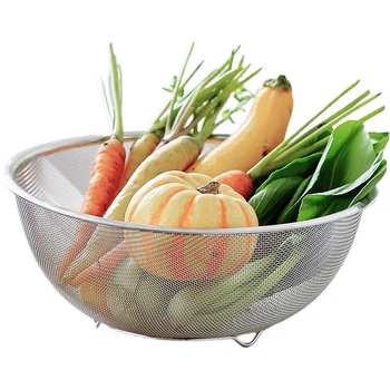 Набор Onlycook из нержавеющей стали 304: дуршлаг, корзина для промывки риса и миска, 24 см