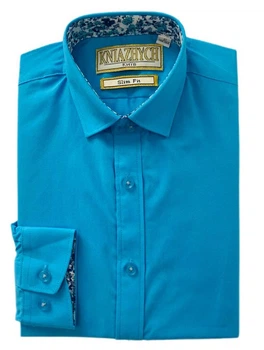 Детская рубашка для мальчика Княжич 122-128/30 см Бирюзовый Blu aster 959 slim