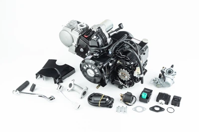 Двигатель мопедный 125 см³ в сборе для мопеда Mototech, механика, чёрный, с карбюратором