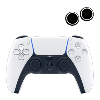 Набір Геймпад Бездротовий Sony PlayStation 5 DualSense White + Накладки на Стіки RMC PlayStation 5 4 3 2 1 Xbox Black White
