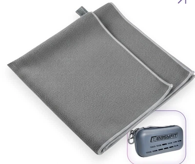 Спортивное полотенце EasyFit RoyalWing 90×50 см из микрофибры, быстросохнущий, EVA-кейс с карабином, Серое (EF-8503s-2)