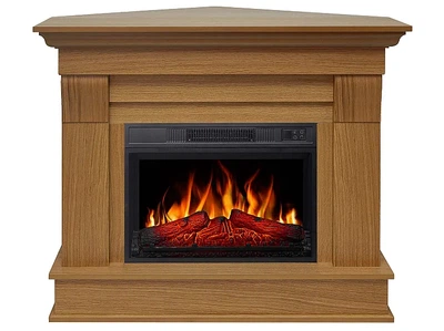 Каминокомплект угловой ArtiFlame Albion Corner AF23S светлый дуб эффект мерцающих дров со звуком и обогревом