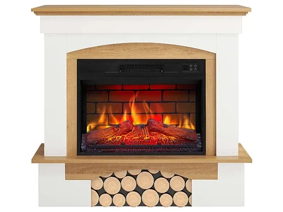Каминокомплект ArtiFlame Woodley AF23BS белый дуб натуральный со звуком и обогревом
