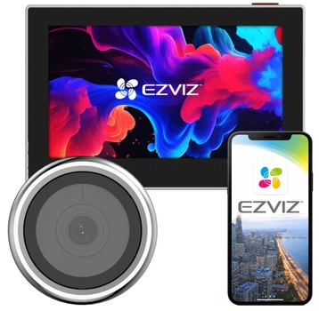Умный Wi-Fi видеоглазок для двери EZVIZ CP2 HP2 Full HD 1080p с экраном 4.3" и аккумулятором