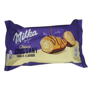 Круассан, Milka Choco, с ванильной начинкой и молочным шоколадом, 50 г, Румыния, сладости, сладкая выпечка, десерт