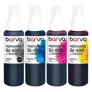 Чернила Barva Canon GI-490 SET 4x70 мл, pigment