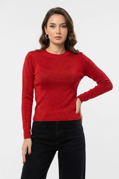 Свитер женский однотонный красного цвета Fashion размер 42 (217507)