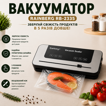 Вакуумний пакувальник із вбудованим ножем 5 режимів Вакууматор для продуктів 5 режимів роботи