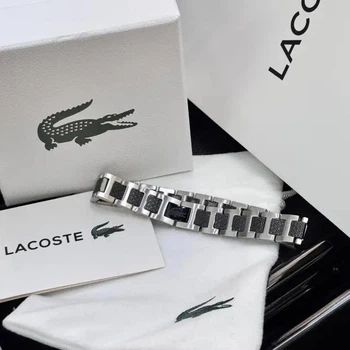 Браслет мужской Lacoste черный с серебристым