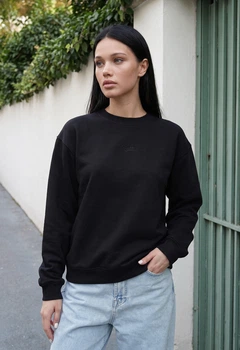 Свитшот Женский Стаф Чёрный Универсальный Базовый Staff Zy Black L (400892)