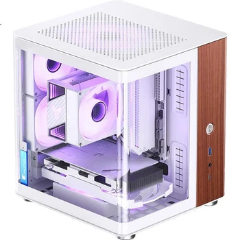 Корпус JONSBO TK-0 White ITX алюминиевый с панелью из ореха, БП SFX, разъем Type-C