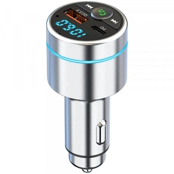 Автомобильный FM-трансмиттер Aspiring Wave 5 WV654712 с Bluetooth, PD 20W, QC3.0, LED, MicroSD, DSP. Металличе