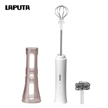Капучинатор акумуляторний LAPUTA KC-20 з двома насадками та 3 швидкостями, зарядка через USB-C, акумулятор 800 мАг, спінювач молока, міксер для молока, міні міксер
