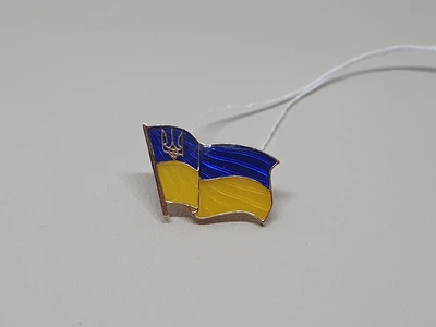 Золотой значек Флаг Украины с эмалью. 360121СЖ