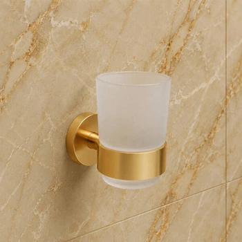 Склянка з тримачем Devit Flow DFL21010401BG, колір Brushed Gold PVD