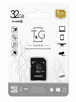Карта пам'яті 32GB T&G Ckass 10 UHS-1 з адаптером, флеш карта для фото та відео, TG-32GBSD10U1-01