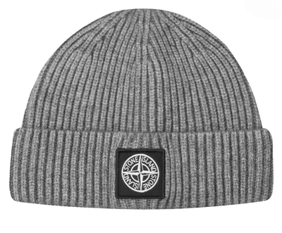 Шапка-бини Stone Island серого цвета, One size (универсальный размер), Унисекс.