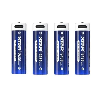 Аккумуляторы XTAR AA 1.5V 2450mAh (4100mWh) Li-ion USB-C, 4 шт – быстрая зарядка, до 1200 циклов, кабель USB-C в комплекте (14×50 мм)