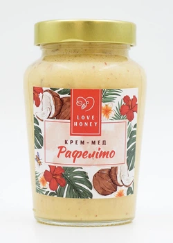 Крем-мед з кокосом та мигдалем LOVE HONEY "Рафеліто" 600 г