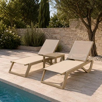 Комплект 2 шезлонга Siesta Rio Pro + Стол Siesta Ocean Side Table - Taupe