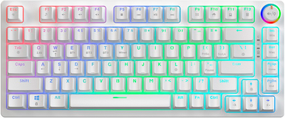 Klawiatura bezprzewodowa Savio Phenix Gateron Yellow Pro Wireless/Bluetooth/USB US White (SAVGK-PHENIX WHITE GAT YELLOW)