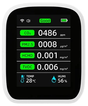 Аналізатор якості повітря Tuya 8 в 1 WiFi Монітор CO2, HCHO, TVOC, PM1.0, PM2.5, PM10
