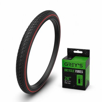 Комплект для міського велосипеда Deli Tire 28×1.75 "Червона смуга" + камера Grey's AV 48 мм для велосипеда 28"