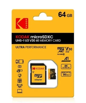 Карта пам'яті Коdak 64 Gb microSD U3 A1 class 10 з адаптером SD