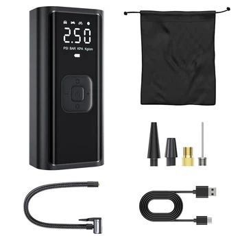 Автомобильный компрессор насос Cafele VC-027 100W TypeC с функцией PowerBank с фонариком и переходниками Черный