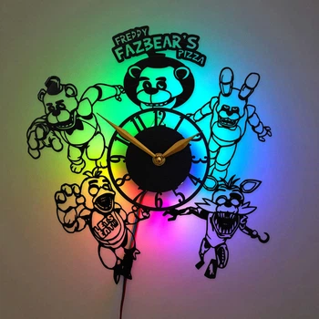 Настінний годинник Five Nights at Freddy’s з LED-підсвіткою, годинник FNAF, Freddy Fazbear, подарунок шанувальнику Five Nights at Freddy’s, декор ігрової кімнати, подарунок для геймера