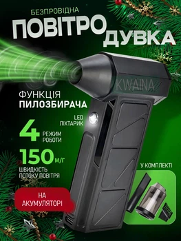 Беспроводная мини-воздуходувка с функцией пылесоса, бесщеточным мотором, 4 режимами, Type-C, для авто, ПК и дома