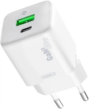 Сетевое зарядное устройство Intaleo GaN3 25W USB-A+USB-C INT-TCGN252CA White (1283126637261)