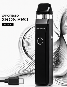Многоразовая Pod-система Vaporesso XROS PRO Black черная вапорессо х-рос про до 30 Вт вейп 1200 мАч бак 3 мл алюминиевый сплав и пластик
