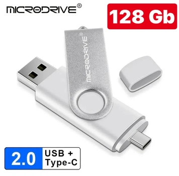 Флешка USB 128Gb Microdrive 2 в 1 Type-C USB для телефона и компьютера Флешка 128 Гб Микродрайв