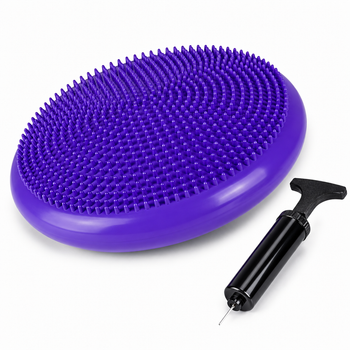Балансировочная подушка массажная EasyFit Balance Cushion-A 33 см с насосом, реабилитации и осанки до 120 кг Фиолетовый (EF-1840s-