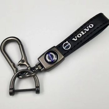 Брелок для ключів авто Volvo з логотипом шкіряний зі знімним карабіном та викруткою Чорний