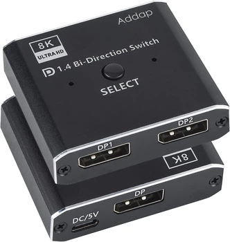 ДисплейПорт свитч двунаправленный Addap DPS-01 8K/30Hz черный