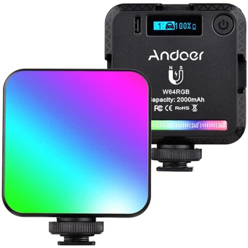 Заполняющее накамерное светло Andoer W64RGB Mini RGB LED 2500-9000K черное