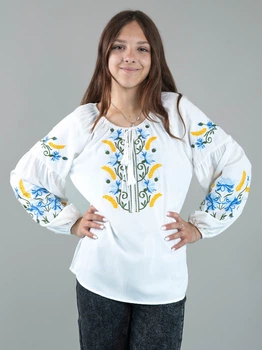 Вышиванка для девочки 10-14 лет белая с колышками (Q6196) 146
