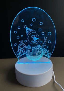 Ночник 3D Снеговик с подсветкой RGB цвета