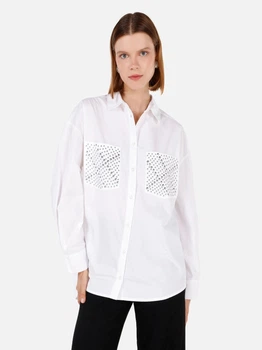 Сорочка бавовняна оверсайз жіноча Colin's CL1071176WHT XS-S White (8684112401324)