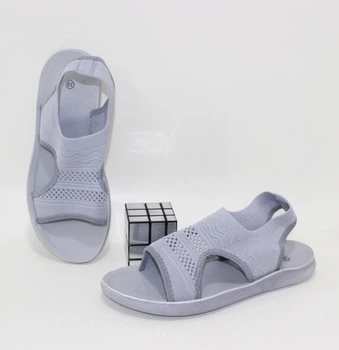 Жіночі трикотажні босоніжки на еластичній підошві OK SHOES 38 24.5см сірий