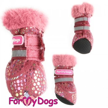 Зимові чоботи цільнокроєні для собак FMD штучна рожева замша 2 FMD Shoes (zoo0006325)