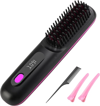 Беспроводная портативная щетка-выпрямитель для волос Go Brush Pro с керамическим покрытием и регулировкой температуры