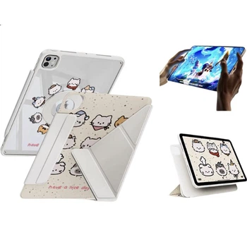 Съемный защитный чехол Zoyu для iPad Mini 7/6, двусторонний магнитный вращающийся чехол с защитой от изгиба, защитный чехол для планшета - Cat Paradise